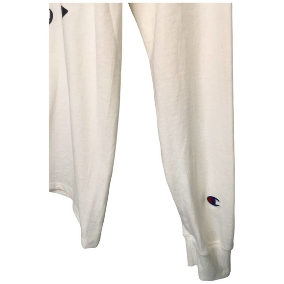 Champion Mens Small Heritage Logo Cotton Shirt Round Neck Long Sleeves White - Picture 2 of 12